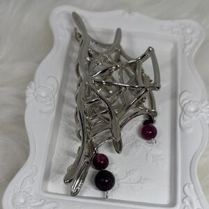 Ruby and Garnet Spider Web Hair Clip